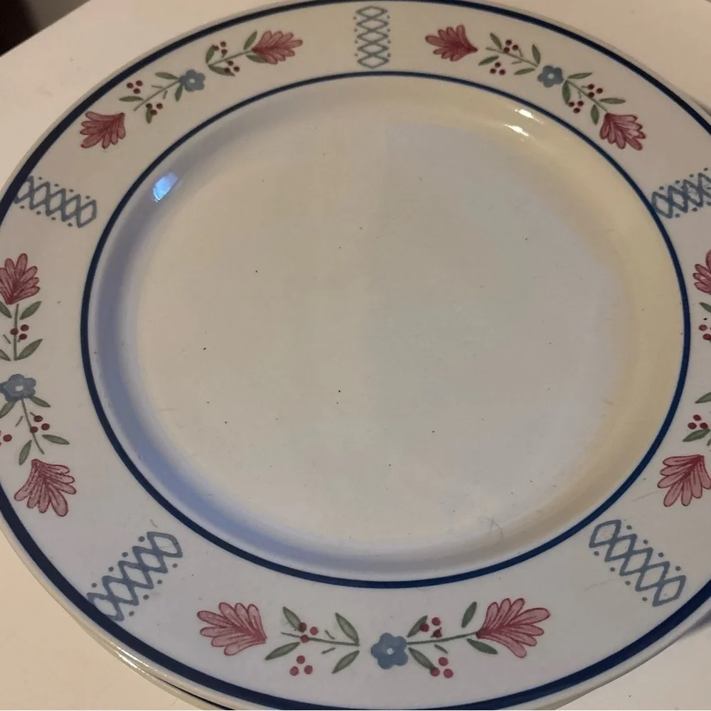 Set of 4 1986 Country Granny Cottage Core Dinner Plates Deere Park Stoneware